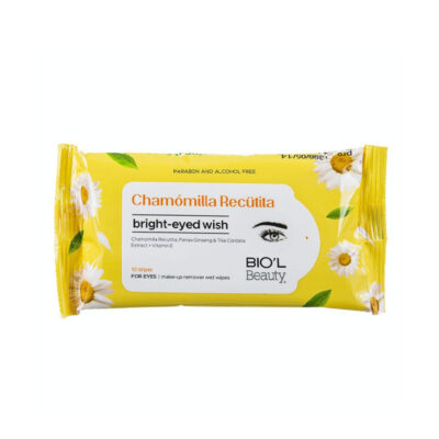 دستمال مرطوب پاک کننده آرایش چشم بیول حاوی عصاره بابونه Biol Chamomilla Recutita Cleansing Wipes
